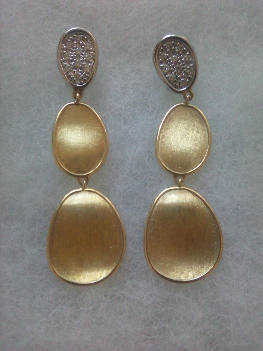 Marco Bicego 18K Yellow & White Gold Lunaria Diamond Drop Earrings